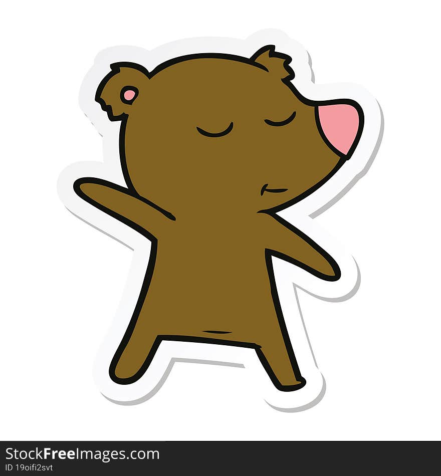 Sticker Of A Happy Cartoon Bear