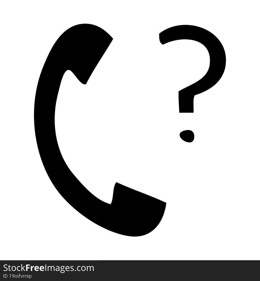 flat symbol telephone receiver with question mark