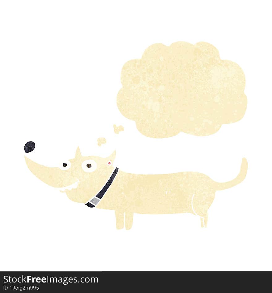 cartoon happy dog with thought bubble