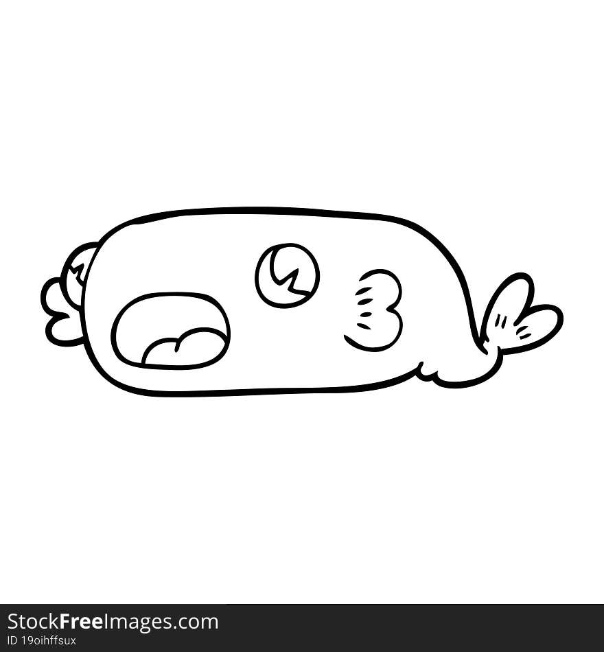 Line Drawing Cartoon Of A Fish