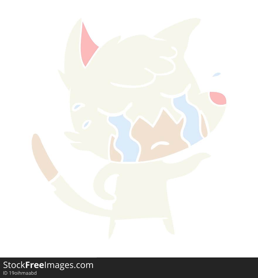 crying fox flat color style cartoon