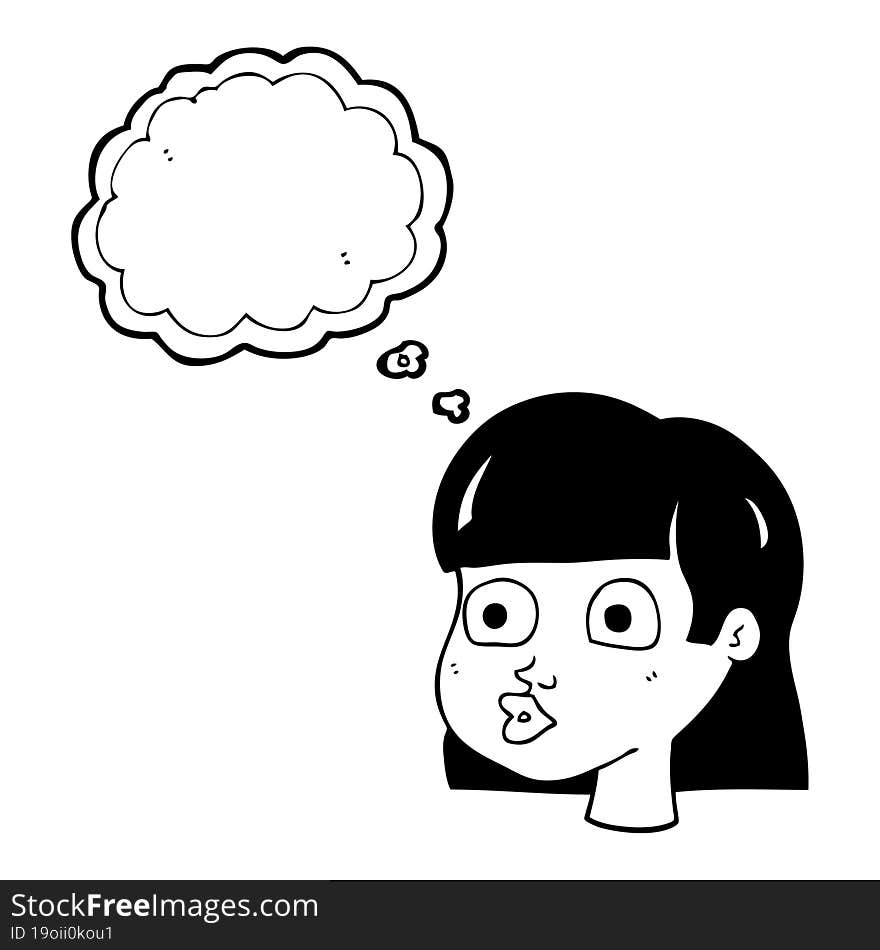 thought bubble cartoon female face