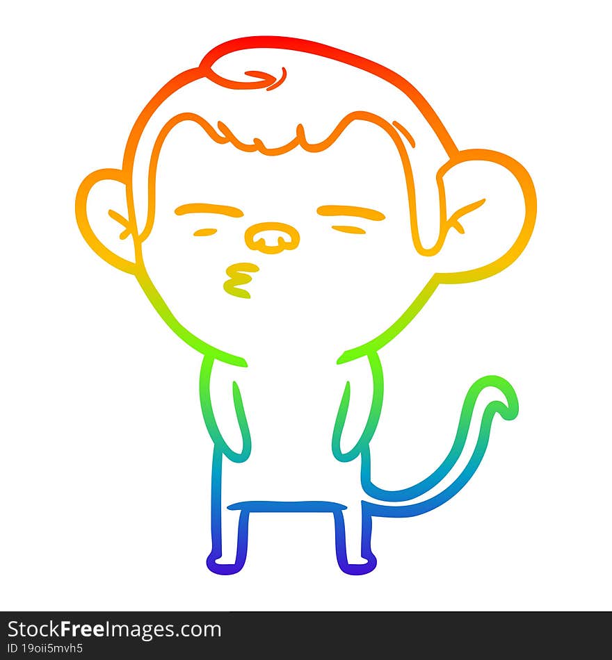 rainbow gradient line drawing cartoon suspicious monkey