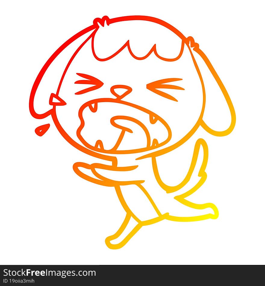 warm gradient line drawing of a cute cartoon dog