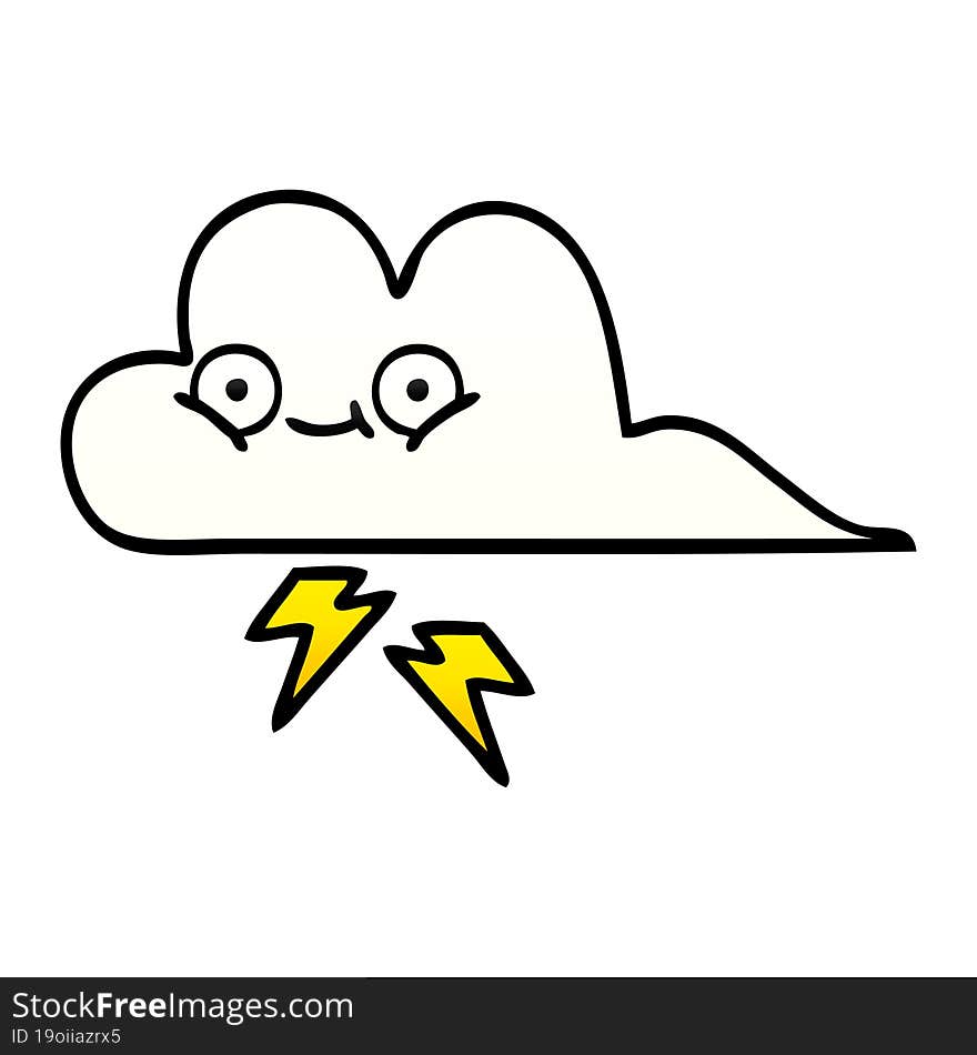 Gradient Shaded Cartoon Thunder Cloud