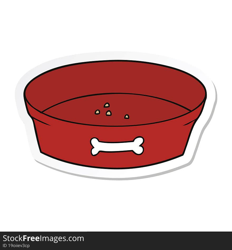 sticker of a cartoon empty dog food bowl