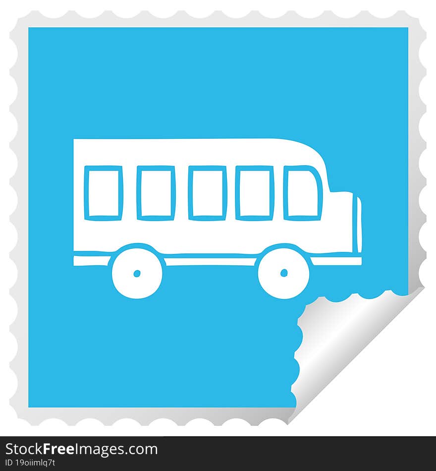 square peeling sticker cartoon school bus