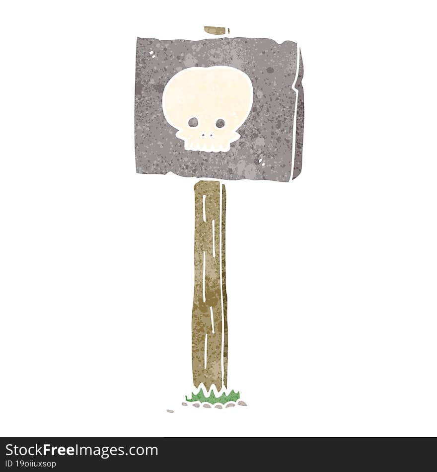 Cartoon Spooky Skull Signpost