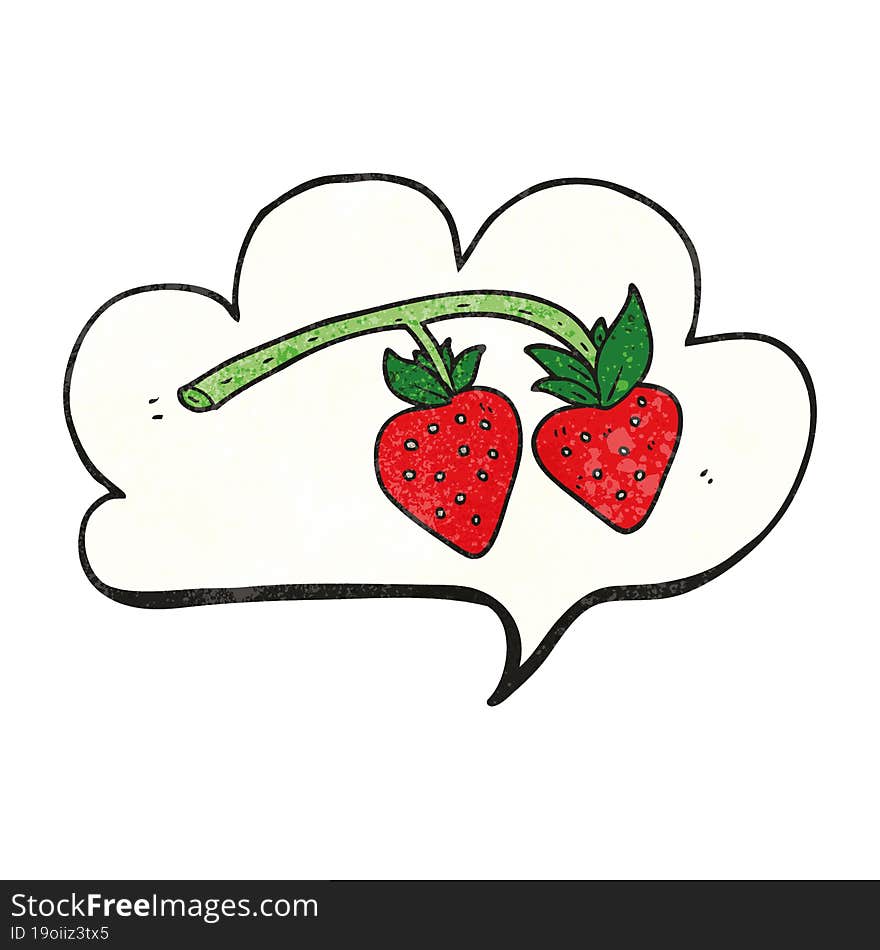 speech bubble textured cartoon strawberries