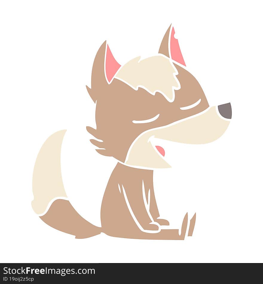 flat color style cartoon wolf laughing