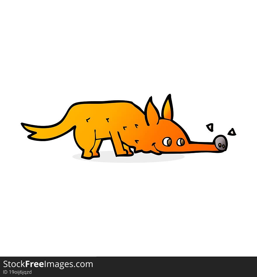 cartoon fox sniffing floor