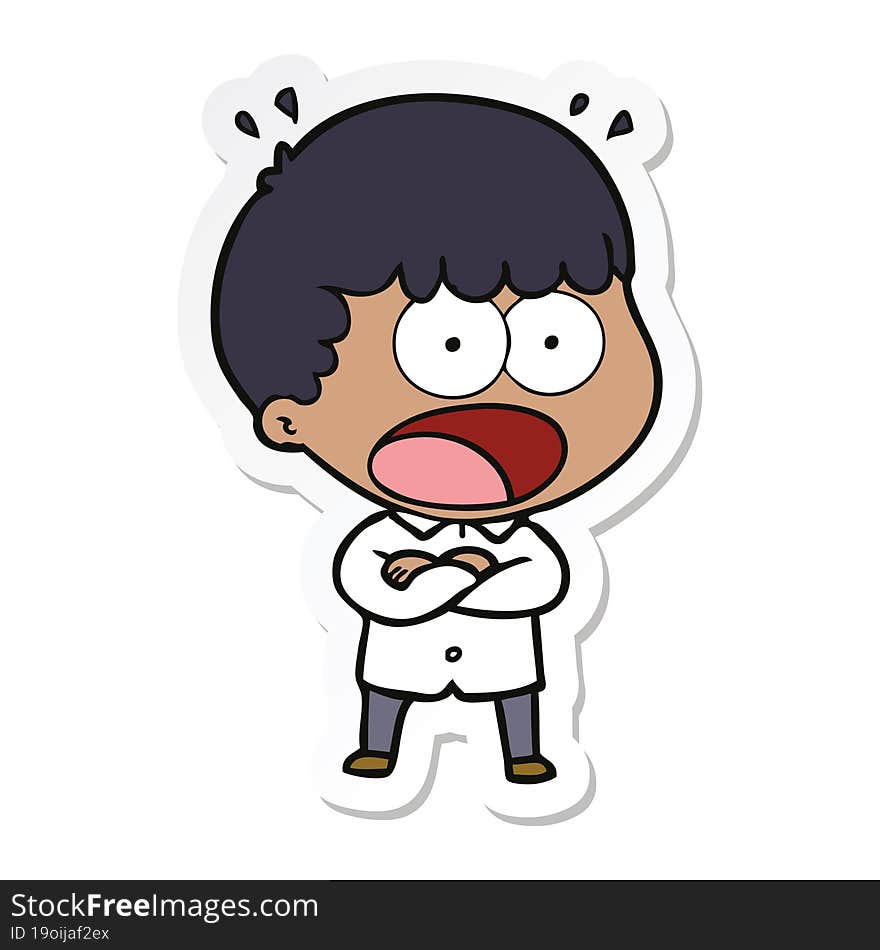 Sticker Of A Cartoon Shocked Man