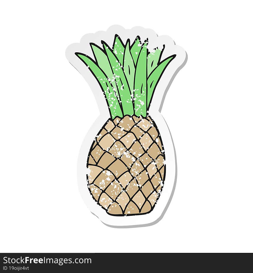 distressed sticker of a cartoon pineapple