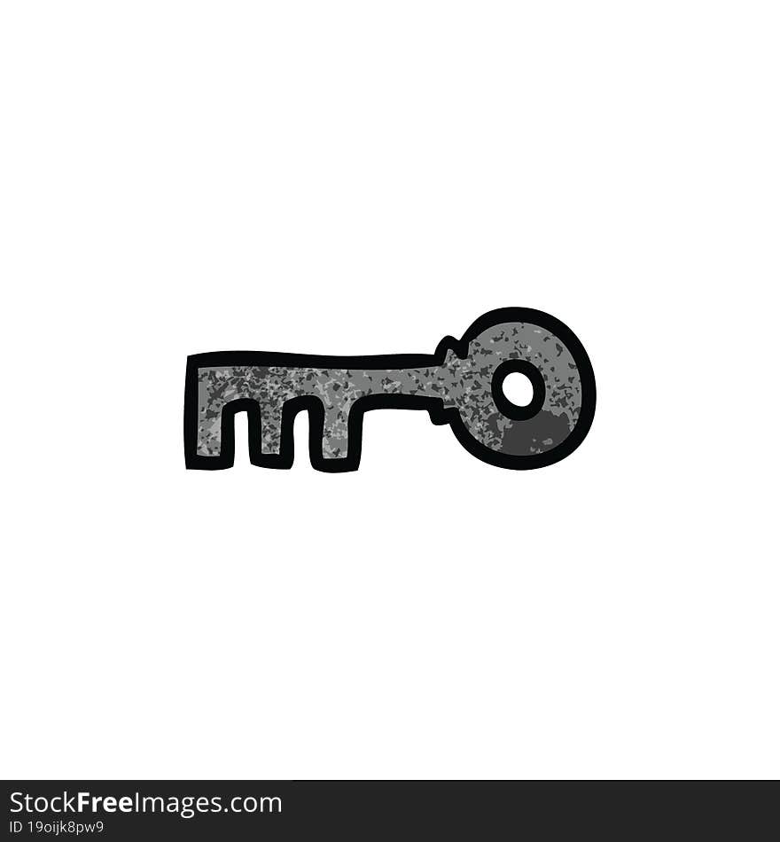 textured cartoon doodle of a brass key