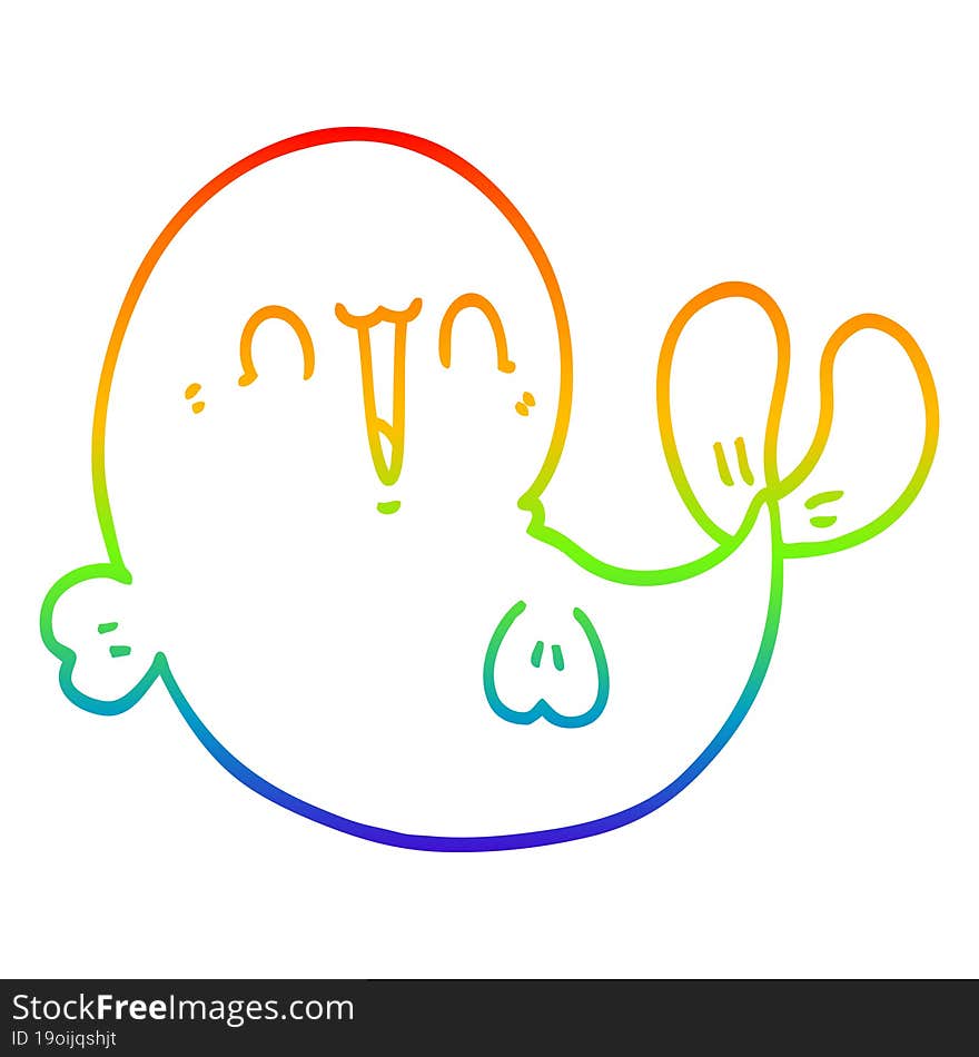 rainbow gradient line drawing cute cartoon whale