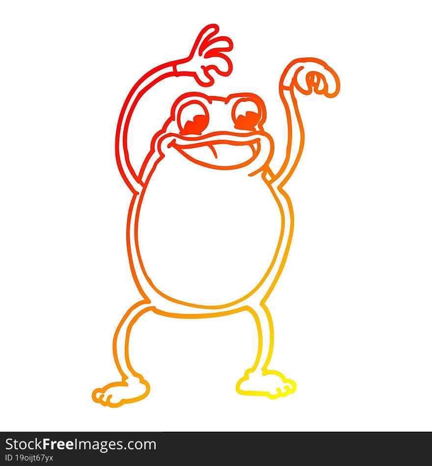 warm gradient line drawing of a cartoon frog