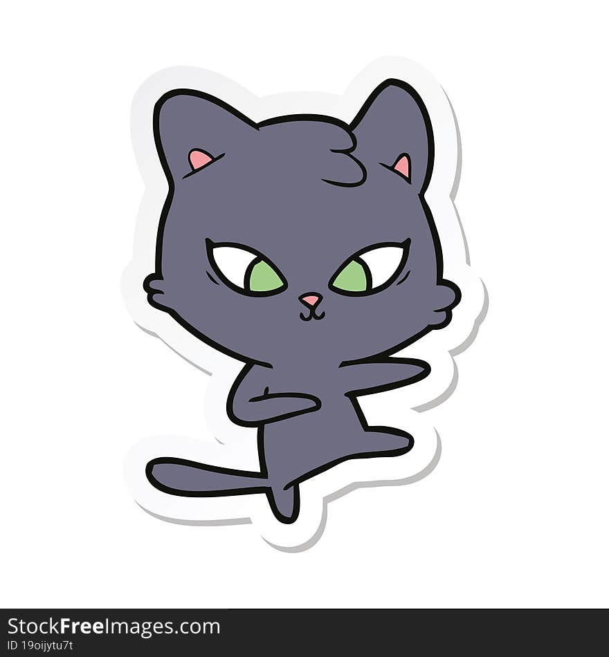 Sticker Of A Cute Cartoon Cat