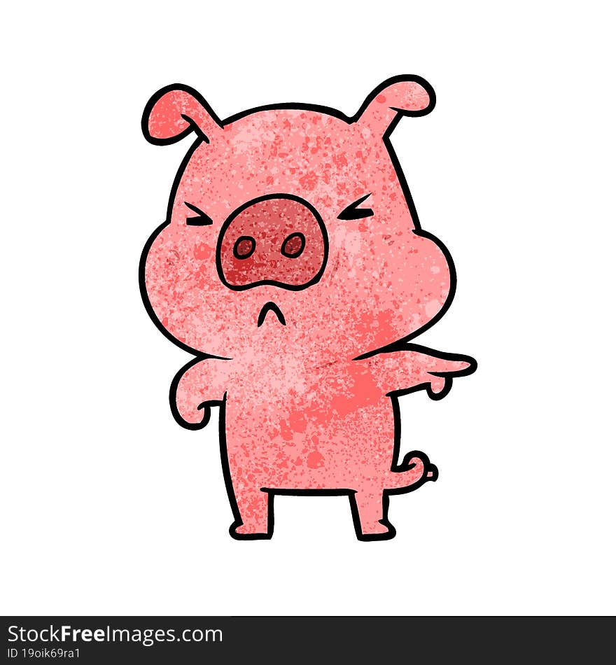 cartoon angry pig pointing. cartoon angry pig pointing