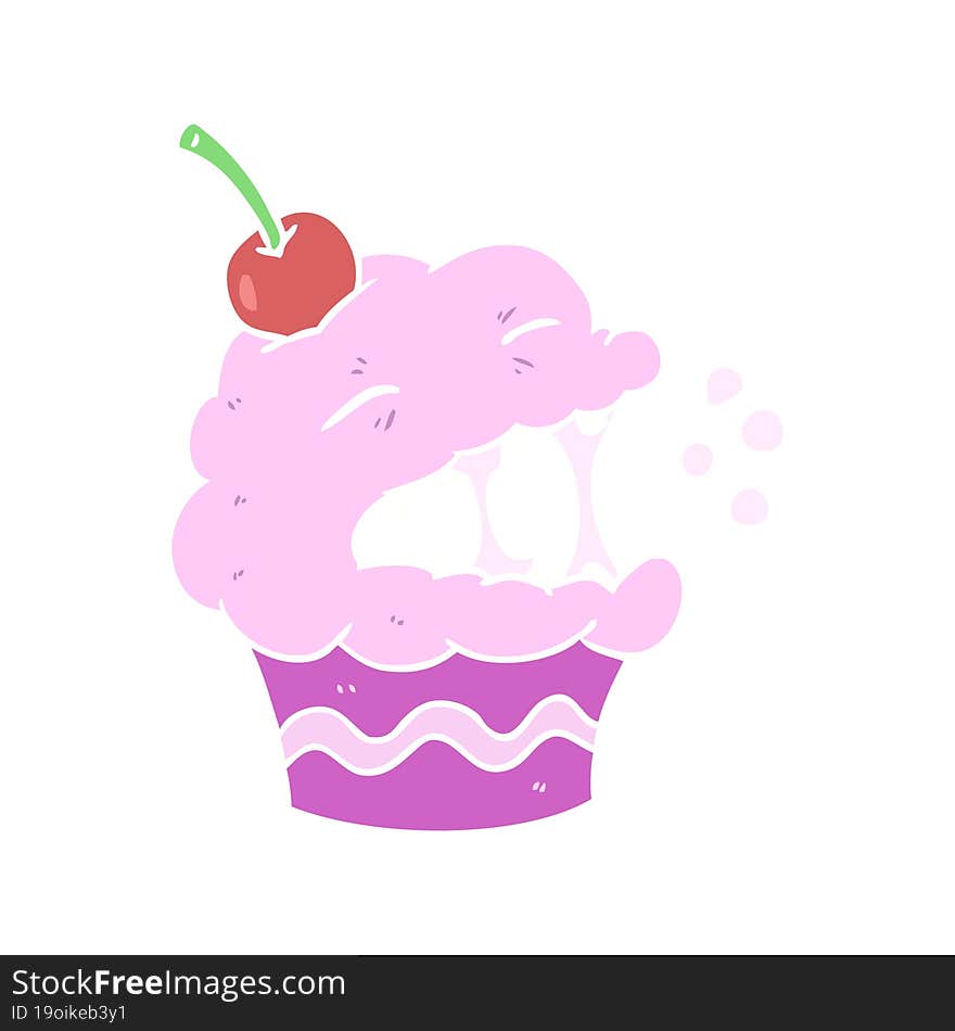 funny flat color style cartoon cupcake