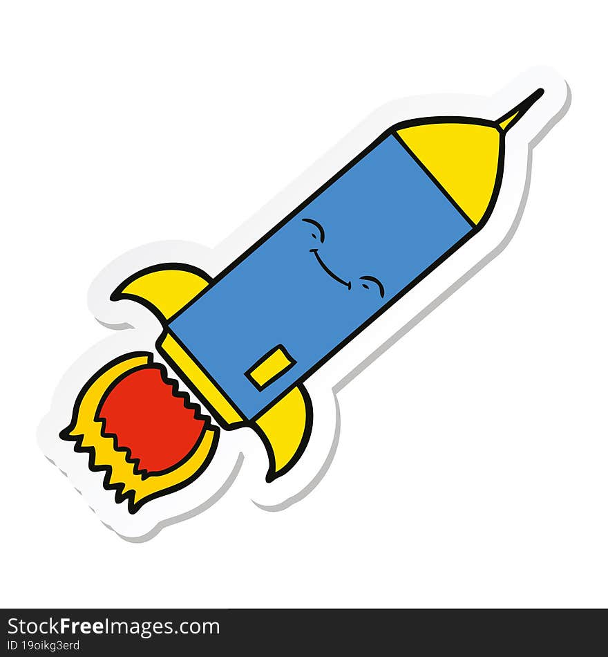 sticker of a cartoon rocket