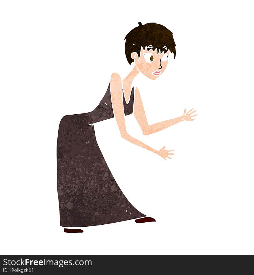 Cartoon Woman In Dress Gesturing