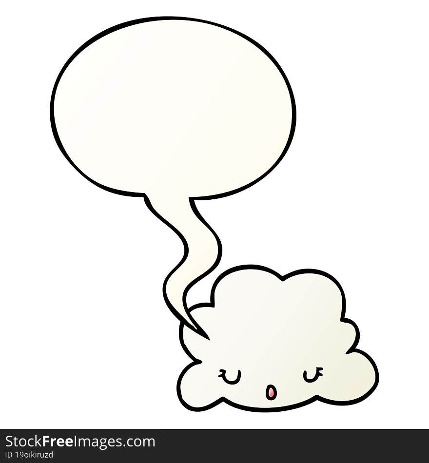 cute cartoon cloud and speech bubble in smooth gradient style