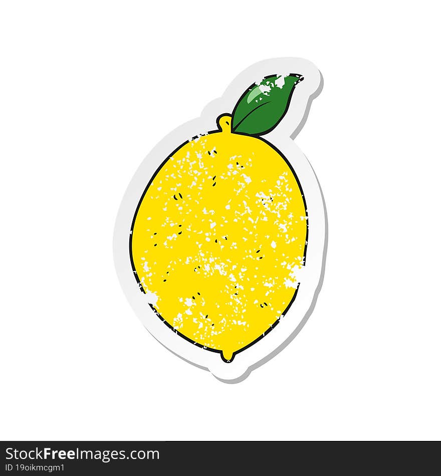 retro distressed sticker of a cartoon lemon