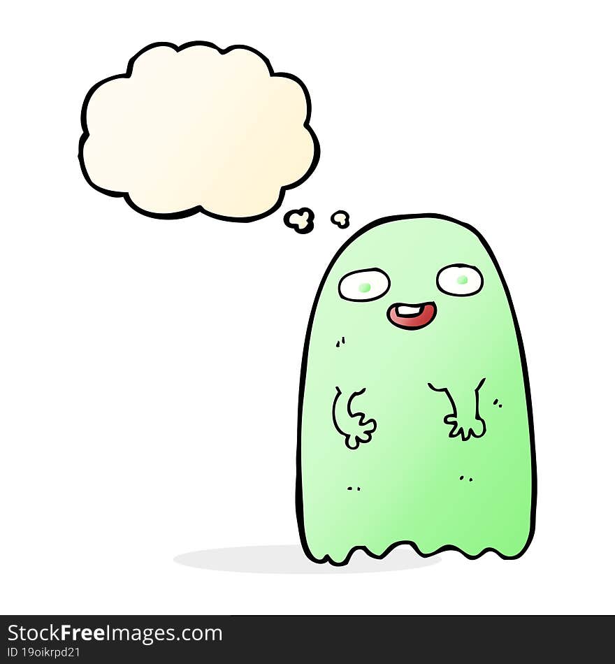 funny cartoon ghost with thought bubble