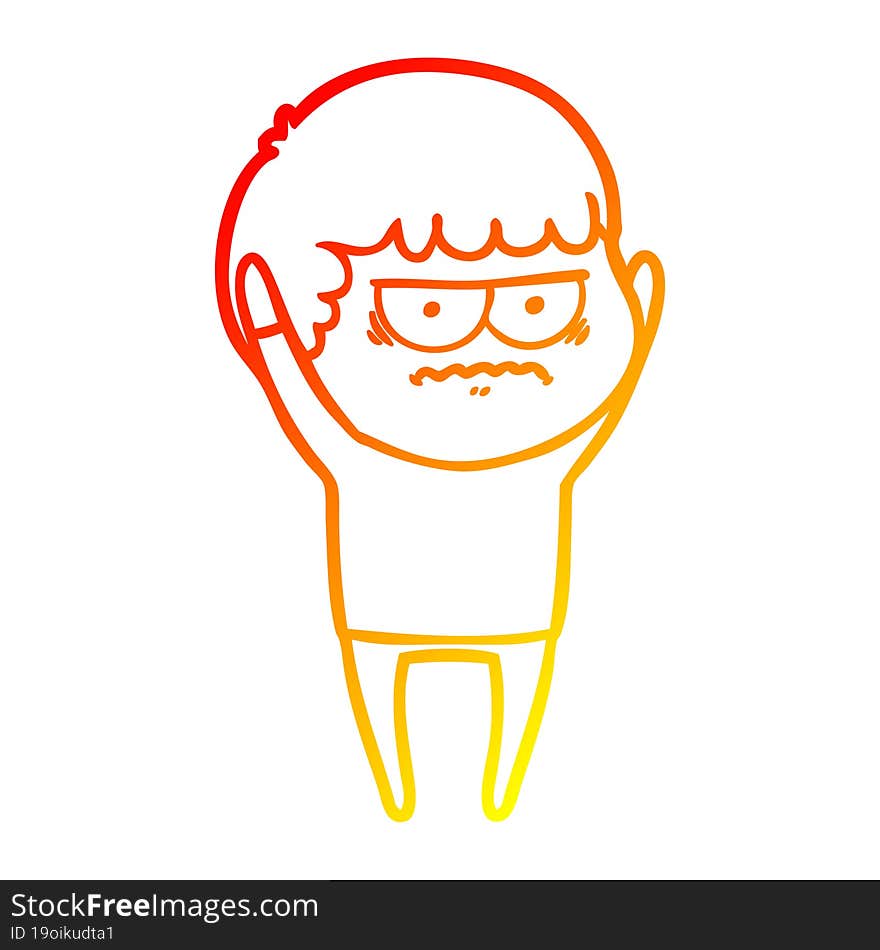 Warm Gradient Line Drawing Cartoon Annoyed Man