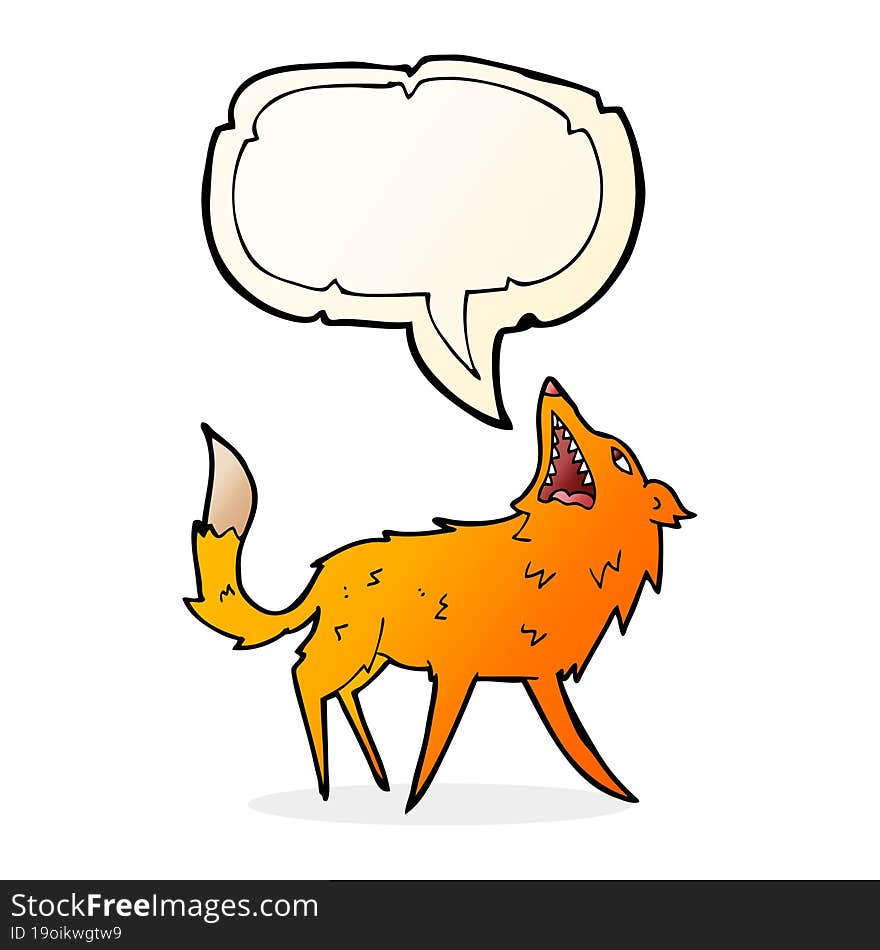 cartoon snapping fox with speech bubble