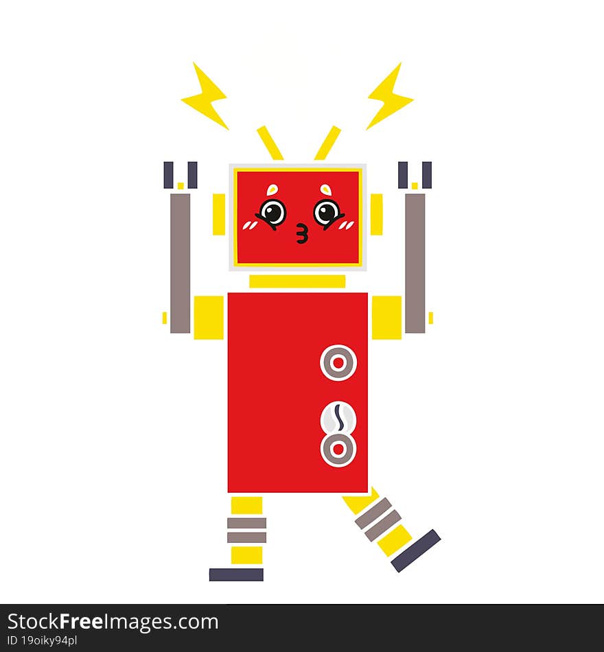 flat color retro cartoon of a robot