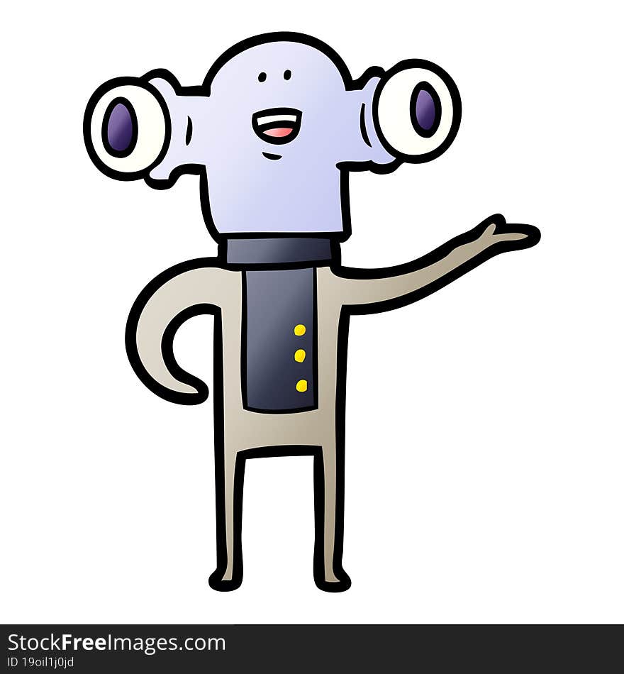 friendly cartoon alien gesturing. friendly cartoon alien gesturing