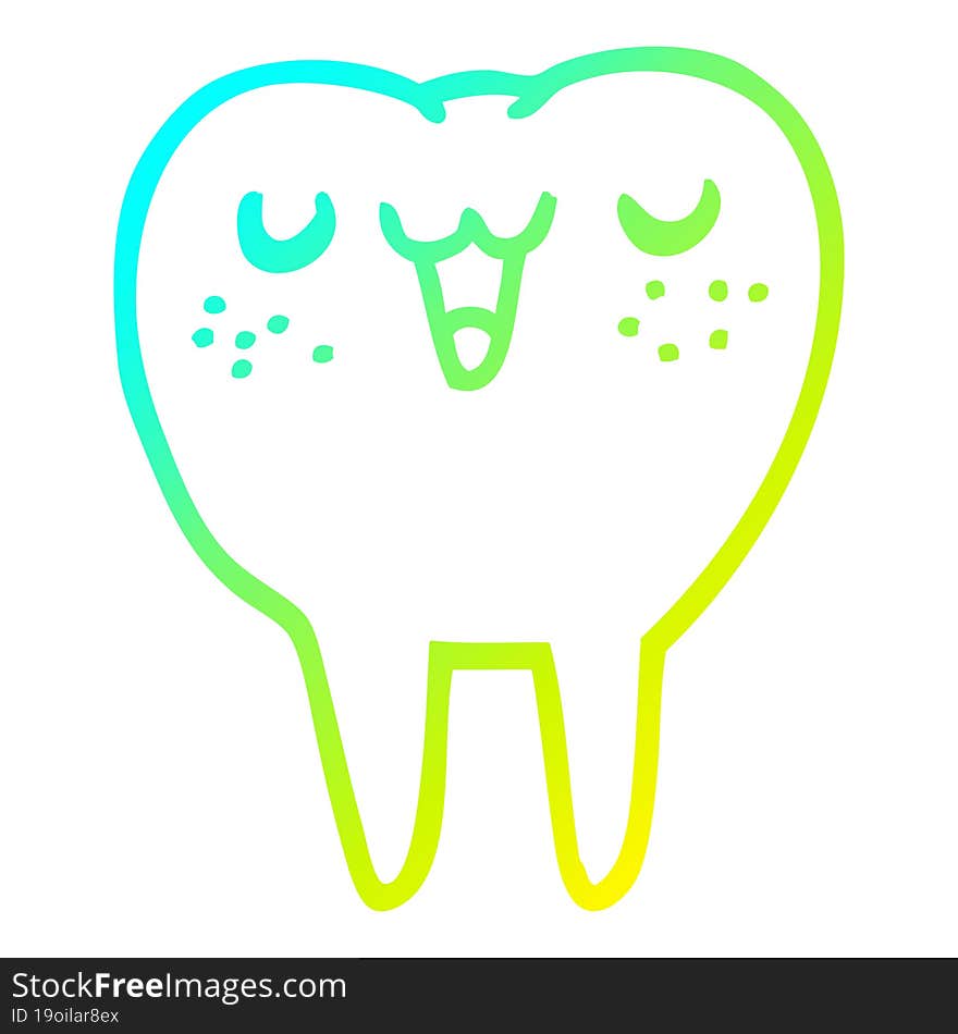 cold gradient line drawing cartoon tooth