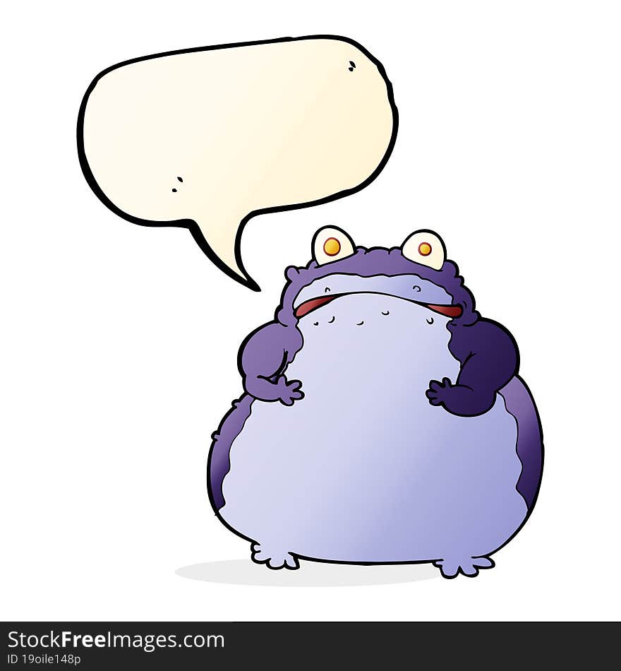 cartoon fat frog with speech bubble