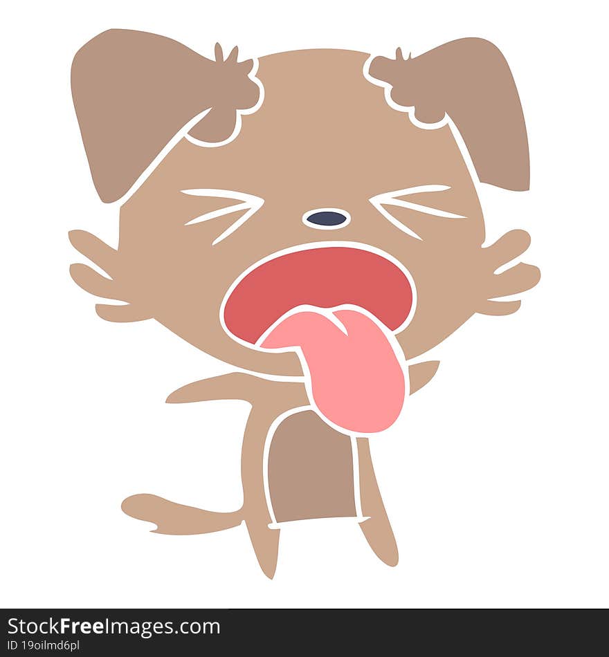 flat color style cartoon disgusted dog