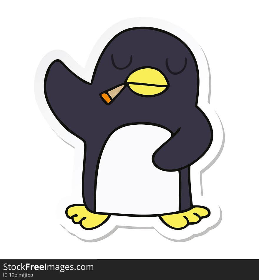 sticker of a quirky hand drawn cartoon penguin