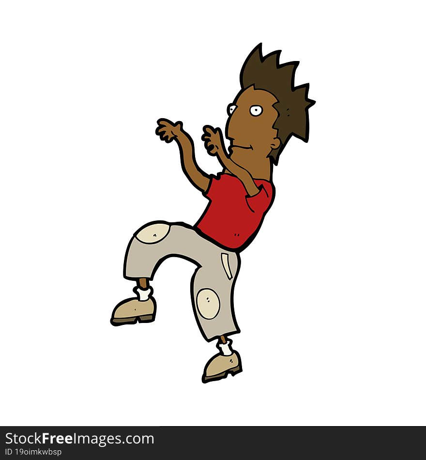 Cartoon Happy Man Doing Funny Dance