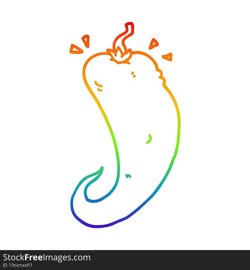 rainbow gradient line drawing cartoon chili pepper