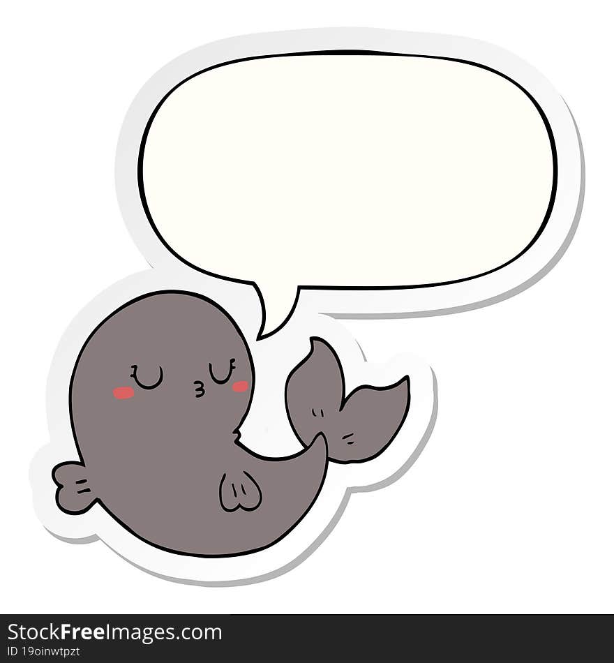 cute cartoon whale with speech bubble sticker