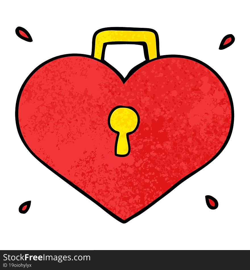 cartoon love heart with lock. cartoon love heart with lock