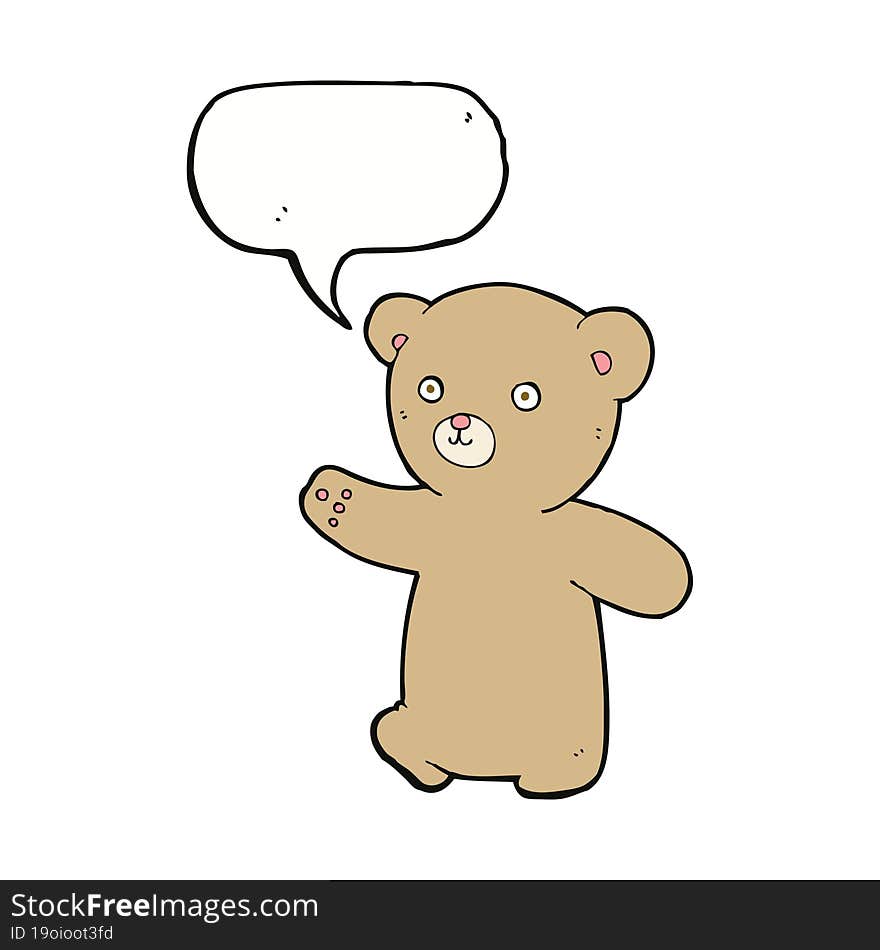 cartoon teddy bear with speech bubble