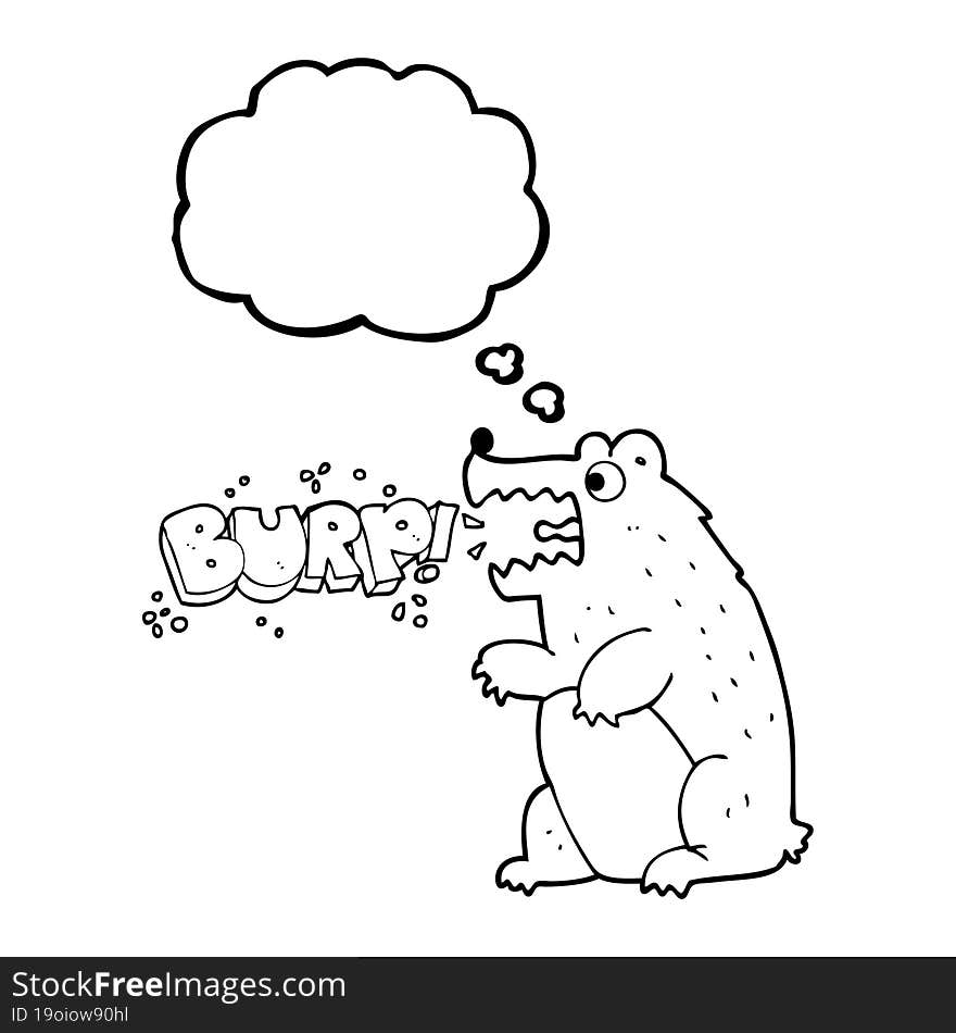 thought bubble cartoon bear burping