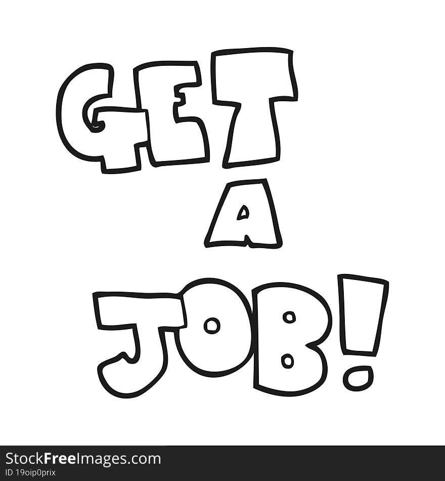 Black And White Cartoon Get A Job Symbol