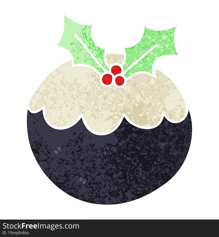 Quirky Retro Illustration Style Cartoon Christmas Pudding