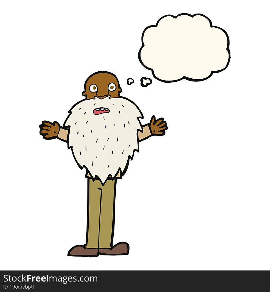 cartoon bearded old man with thought bubble