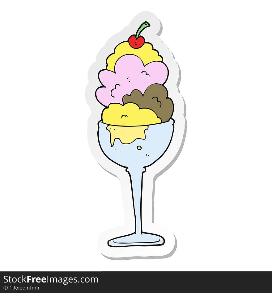 sticker of a cartoon ice cream