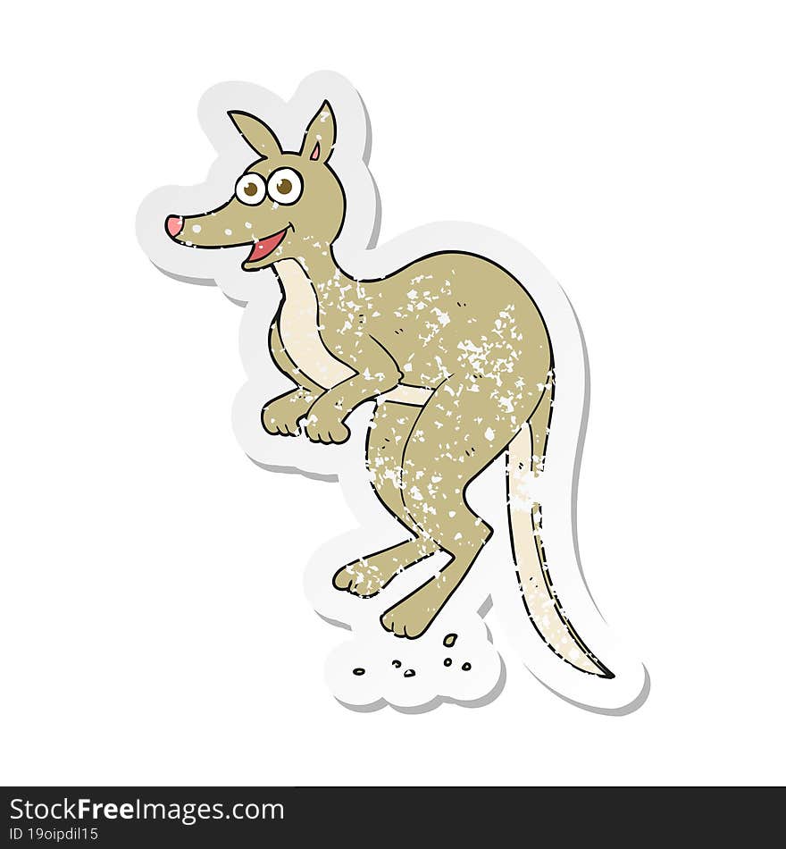 retro distressed sticker of a cartoon kangaroo