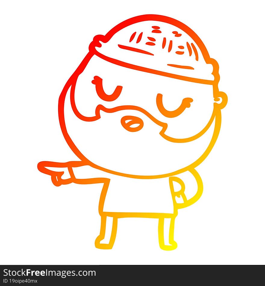 warm gradient line drawing cute cartoon man with beard