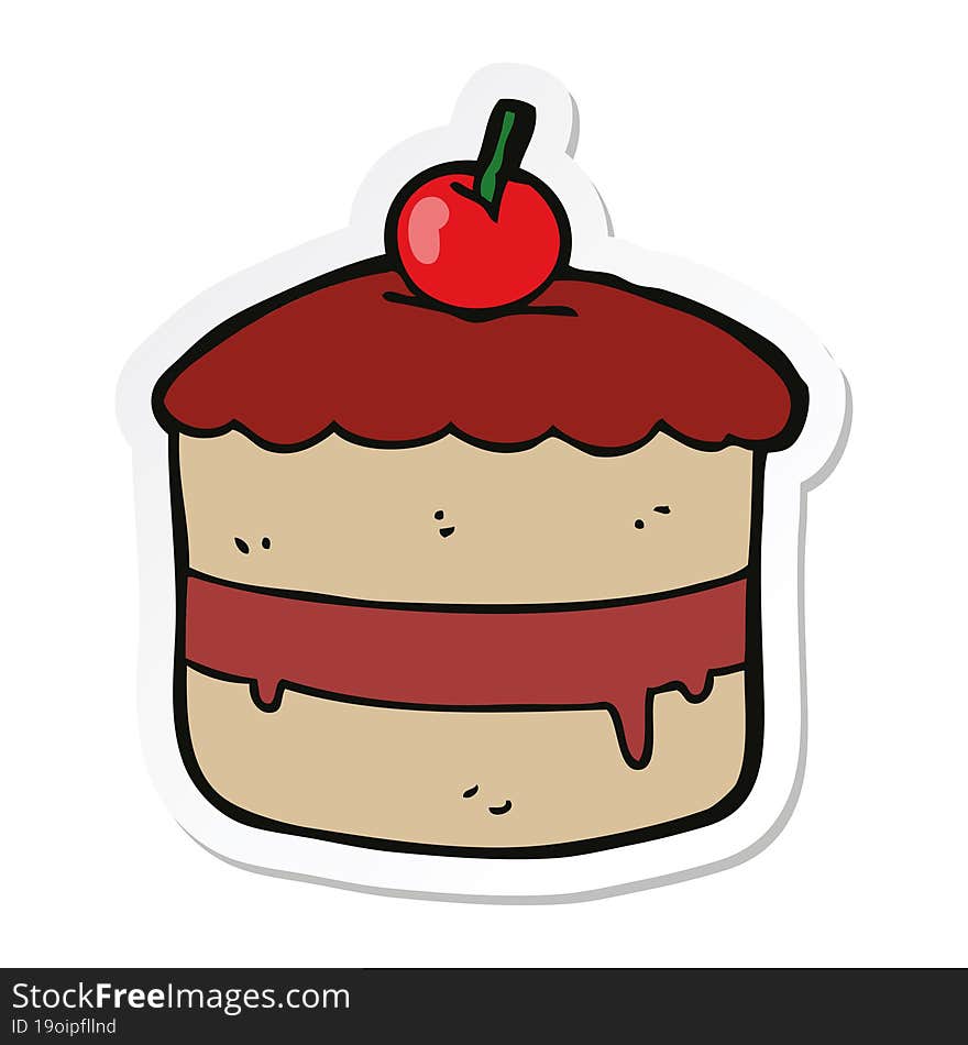 Sticker Of A Cartoon Cake