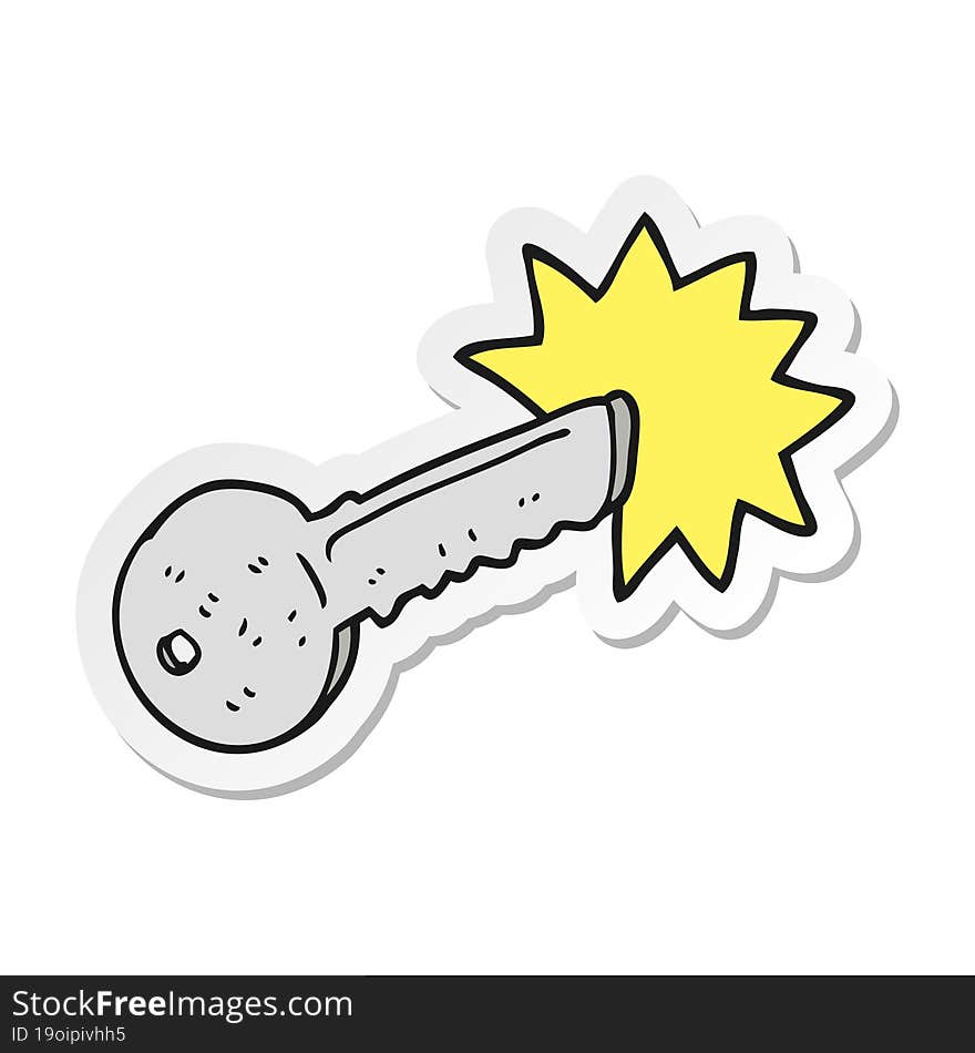 sticker of a cartoon door key